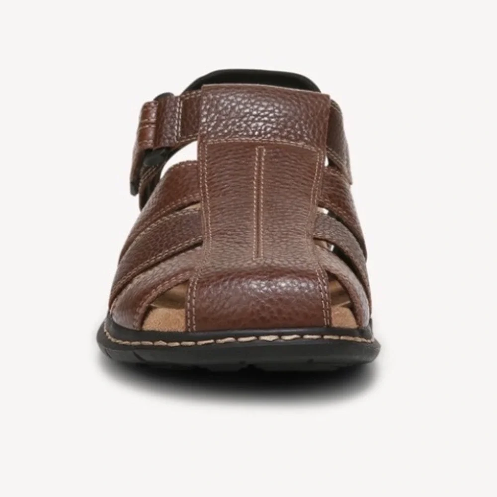 Dr Scholls Gaston Mens Brown Leather Fisherman Sandals Memory Foam‎ 11M